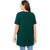 Woman Within Plus Size Perfect Short-Sleeve Shirred V-Neck Tunic(Emerald Green)