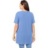 Woman Within Plus Size Perfect Short-Sleeve Shirred V-Neck Tunic(French Blue)