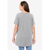 Woman Within Plus Size Perfect Short-Sleeve Shirred V-Neck Tunic(Heather Grey)