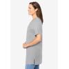Woman Within Plus Size Perfect Short-Sleeve Shirred V-Neck Tunic(Heather Grey)