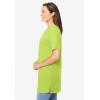 Woman Within Plus Size Perfect Short-Sleeve Shirred V-Neck Tunic(Lime)
