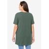 Woman Within Plus Size Perfect Short-Sleeve Shirred V-Neck Tunic(Pine)