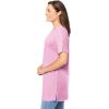 Woman Within Plus Size Perfect Short-Sleeve Shirred V-Neck Tunic(Pink)