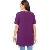 Woman Within Plus Size Perfect Short-Sleeve Shirred V-Neck Tunic(Plum Purple)