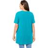 Woman Within Plus Size Perfect Short-Sleeve Shirred V-Neck Tunic(Pretty Turquoise)