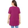 Woman Within Plus Size Perfect Short-Sleeve Shirred V-Neck Tunic(Raspberry)