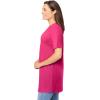 Woman Within Plus Size Perfect Short-Sleeve Shirred V-Neck Tunic(Raspberry Sorbet)