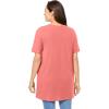 Woman Within Plus Size Perfect Short-Sleeve Shirred V-Neck Tunic(Sweet Coral)