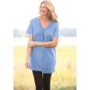 Woman Within Plus Size Perfect Short-Sleeve Shirred V-Neck Tunic(Waterfall)