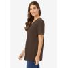 Woman Within Plus Size Perfect Short-Sleeve V-Neck Tee (Petite Available)(Chocolate)
