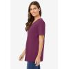Woman Within Plus Size Perfect Short-Sleeve V-Neck Tee (Petite Available)(Deep Claret)