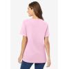Woman Within Plus Size Perfect Short-Sleeve V-Neck Tee (Petite Available)(Pink)