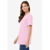 Woman Within Plus Size Perfect Short-Sleeve V-Neck Tee (Petite Available)(Pink)