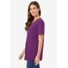 Woman Within Plus Size Perfect Short-Sleeve V-Neck Tee (Petite Available)(Plum Purple)