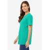 Woman Within Plus Size Perfect Short-Sleeve V-Neck Tee (Petite Available)(Pretty Jade)