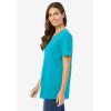 Woman Within Plus Size Perfect Short-Sleeve V-Neck Tee (Petite Available)(Pretty Turquoise)