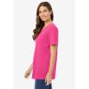 Woman Within Plus Size Perfect Short-Sleeve V-Neck Tee (Petite Available)(Raspberry Sorbet)
