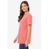 Woman Within Plus Size Perfect Short-Sleeve V-Neck Tee (Petite Available)(Sweet Coral)
