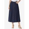 Woman Within Plus Size Perfect Side-Elastic All-Cotton Button Front Denim Jeans Skirt(Toffee)