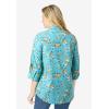 Woman Within Plus Size Perfect Three Quarter Sleeve Shirt(Aquamarine Pretty Bloom)