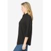 Woman Within Plus Size Perfect Three Quarter Sleeve Shirt(Black)