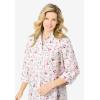 Woman Within Plus Size Perfect Three Quarter Sleeve Shirt(Bright Rose Gridded Floral)