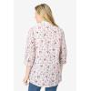 Woman Within Plus Size Perfect Three Quarter Sleeve Shirt(Bright Rose Gridded Floral)