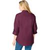 Woman Within Plus Size Perfect Three Quarter Sleeve Shirt(Deep Claret)