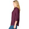 Woman Within Plus Size Perfect Three Quarter Sleeve Shirt(Deep Claret)