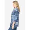 Woman Within Plus Size Perfect Three Quarter Sleeve Shirt(French Blue Patched Paisley)