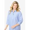 Woman Within Plus Size Perfect Three Quarter Sleeve Shirt(French Blue Stripe)