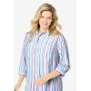 Woman Within Plus Size Perfect Three Quarter Sleeve Shirt(Multi Stripe)