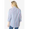 Woman Within Plus Size Perfect Three Quarter Sleeve Shirt(Multi Stripe)