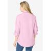 Woman Within Plus Size Perfect Three Quarter Sleeve Shirt(Pink)