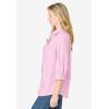 Woman Within Plus Size Perfect Three Quarter Sleeve Shirt(Pink)