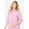 Woman Within Plus Size Perfect Three Quarter Sleeve Shirt(Pink)