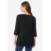 Woman Within Plus Size Perfect Three-Quarter Sleeve Boatneck Tee(Black)
