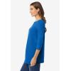 Woman Within Plus Size Perfect Three-Quarter Sleeve Boatneck Tee(Bright Cobalt)