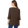 Woman Within Plus Size Perfect Three-Quarter Sleeve Boatneck Tee(Chocolate)