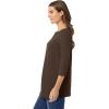 Woman Within Plus Size Perfect Three-Quarter Sleeve Boatneck Tee(Chocolate)