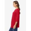 Woman Within Plus Size Perfect Three-Quarter Sleeve Boatneck Tee(Classic Red)