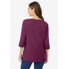 Woman Within Plus Size Perfect Three-Quarter Sleeve Boatneck Tee(Deep Claret)