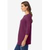 Woman Within Plus Size Perfect Three-Quarter Sleeve Boatneck Tee(Deep Claret)