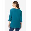 Woman Within Plus Size Perfect Three-Quarter Sleeve Boatneck Tee(Deep Teal)