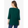 Woman Within Plus Size Perfect Three-Quarter Sleeve Boatneck Tee(Emerald Green)