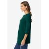Woman Within Plus Size Perfect Three-Quarter Sleeve Boatneck Tee(Emerald Green)