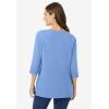Woman Within Plus Size Perfect Three-Quarter Sleeve Boatneck Tee(French Blue)