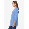 Woman Within Plus Size Perfect Three-Quarter Sleeve Boatneck Tee(French Blue)
