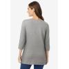 Woman Within Plus Size Perfect Three-Quarter Sleeve Boatneck Tee(Medium Heather Grey)