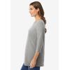 Woman Within Plus Size Perfect Three-Quarter Sleeve Boatneck Tee(Medium Heather Grey)